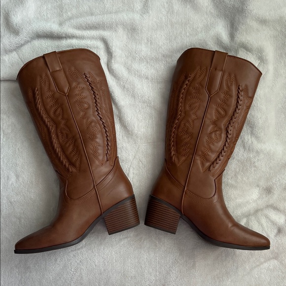 Ardene Brown Heeled Cowboy Boots - Picture 2 of 6